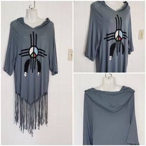 Wildfox Hooded & Fringed Top Size S